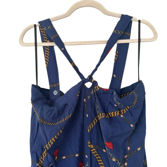 Anthropologie Corey Lynn Calter Blue Printed Wide Leg Jumpsuit Size Large - Picture 3 of 10